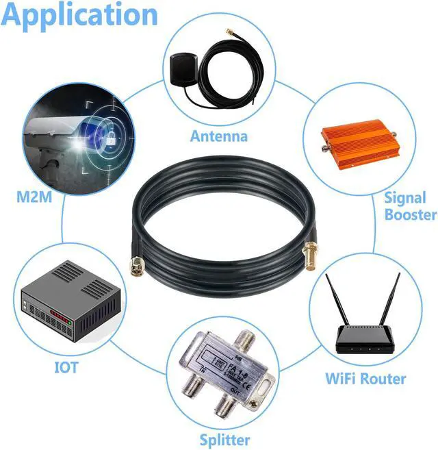 Alt view image 6 of 7 - Maswell LMR200 Equivalent 2m SMA Male to SMA Female Coax Extension Cable, 50 Ohm Low Loss SMA Coax Coaxial Cable with SMA Connectors for 5G 4G 3G LTE WiFi RF ADS-B Radio Cellular Exte