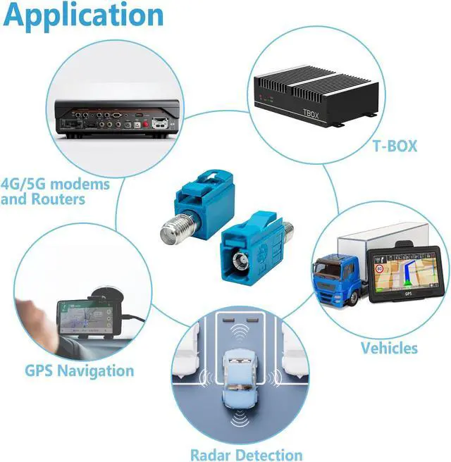 Alt view image 7 of 7 - Maswell FAKRA Z Female to SMA Female Adapter, Water blue Universal Compatibility for AM/FM, Satellite Radio, GPS, 4G/5G Cellular, Bluetooth and Other SMA Coax Cables