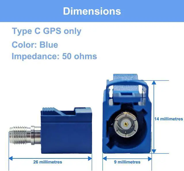 Alt view image 3 of 7 - Maswell Fakra C Female to SMA Female Interseries Adapter Blue Universal Compatibility for GPS Multi-Function Antennas Automotive Antenna Signal Adapter