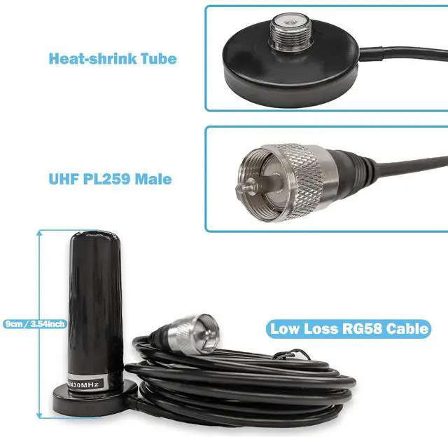 Alt view image 4 of 7 - Maswell PL259 Amateur Antenna CB Aerial Dual Band VHF UHF 136-174MHz 400-470MHz Magnet Mount with PL259 Small Suction Tray Antenna 5m Cable