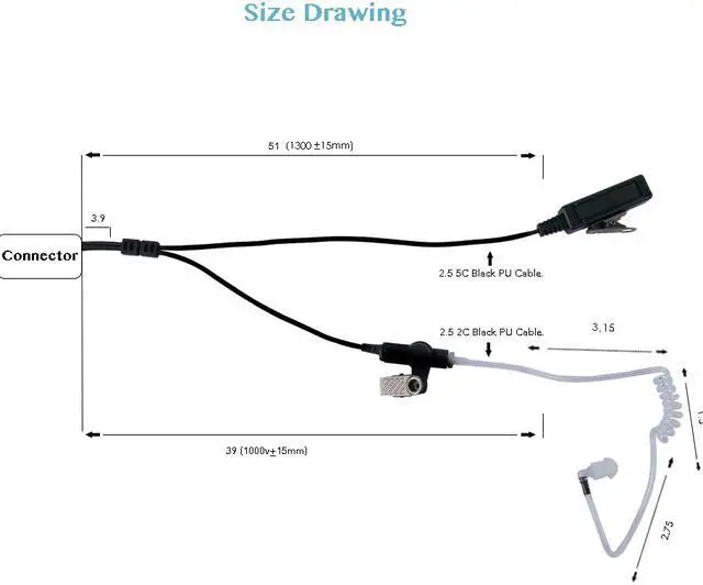 Alt view image 3 of 5 - Apx 6000 earpiece, 2 Wire Surveillance Security Acoustic Tube Eeapiece Headset for Motorola MTP850 MOTOTRBO XPR 6550 6350 XPR7550 7550e 75807380 7350 APX900 Walkie Talkie 2 Way Radio