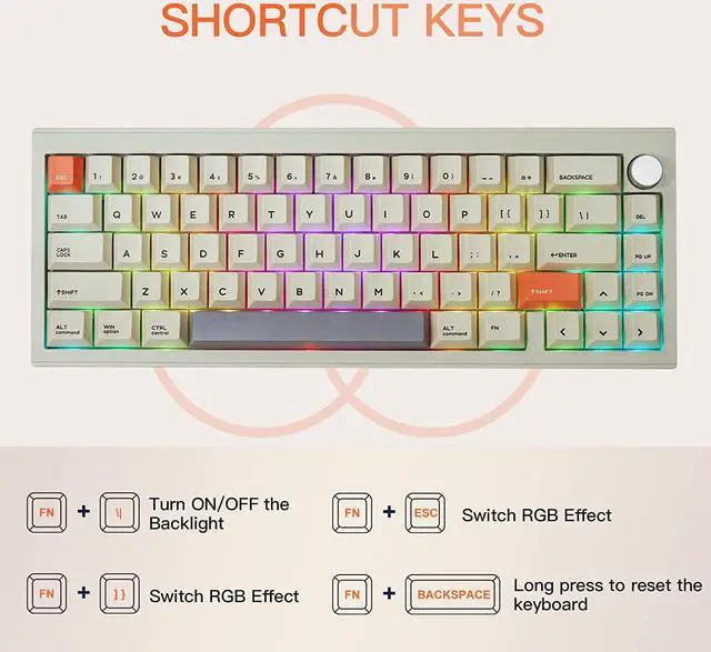 Alt view image 3 of 7 - EPOMAKER CIDOO V65 V2 Wireless/Wired Mechanical Keyboard, 65% Hot Swappable Gasket Mount Gaming Keyboard, with VIA Programmable Software, Aluminum CNC Casing, Poron Foam, Knob for Linux/Win/Mac