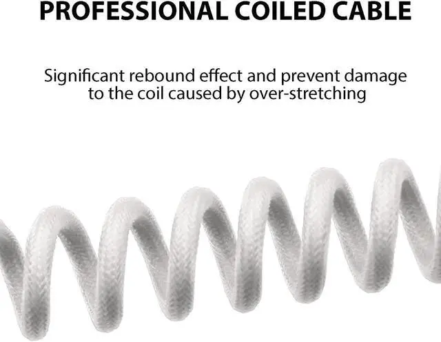 Alt view image 5 of 7 - EPOMAKER Mix 1.8m Coiled Type-C to USB A TPU Mechanical Keyboard Space Cable with Detachable Aviator Connector for Gaming Keyboard and Cellphone (White)