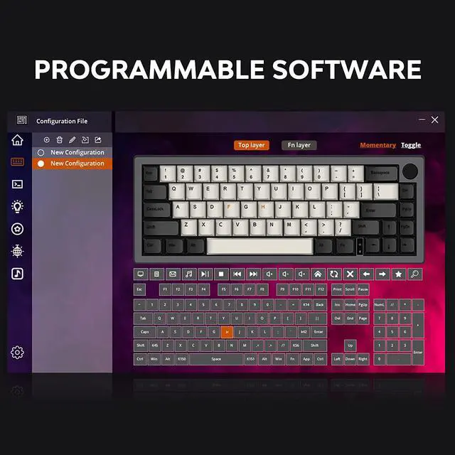 Alt view image 3 of 7 - EPOMAKER EK68 65% Gasket NKRO Hot Swappable 2.4Ghz/Bluetooth 5.0/USB-C Wired Mechanical Gaming Keyboard with Knob, South-Facing LED, 3000mAh Battery, RGB Backlight for Win/Mac (Gateron Pro Yellow)