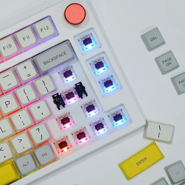 Alt view image 5 of 7 - EPOMAKER TH80 Pro 75% Gaming Keyboard, Hot Swap RGB 2.4Ghz/Bluetooth 5.0/Wired Mechanical Keyboard with MDA PBT Keycaps, Knob Control for Windows/Mac(Theory TH80 Pro, Budgerigar Switch)