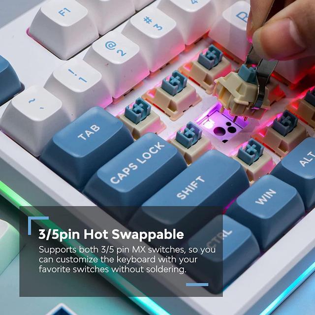 Alt view image 5 of 7 - EPOMAKER EP75 75% Hot Swap BT5.0/2.4G/USB-C Wired Gaming Mechanical Keyboard with 10000mAh Battery, RGB Backlights, Double Shot PBT Keycaps for Linux/Win/Mac(Pampas, Flamingo Switch)
