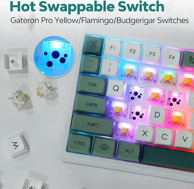 Alt view image 3 of 7 - EPOMAKER EP84 Pro Upgraded 75% RGB Hot Swappable 2.4GHz/Bluetooth 5.0/USB-C Wired Mechanical Gaming Keyboard with Programmable Software, NKRO, Dye Sublimation PBT Keycaps for Mac/Win/Gamers(Flamingo)
