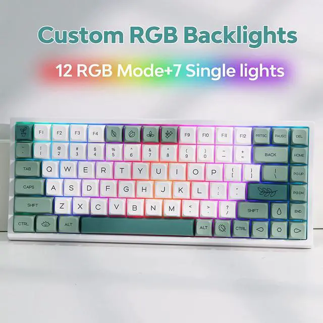 Alt view image 5 of 7 - EPOMAKER EP84 Pro Upgraded 75% RGB Hot Swappable 2.4GHz/Bluetooth 5.0/USB-C Wired Mechanical Gaming Keyboard with Programmable Software, NKRO, Dye Sublimation PBT Keycaps for Mac/Win/Gamers(Flamingo)