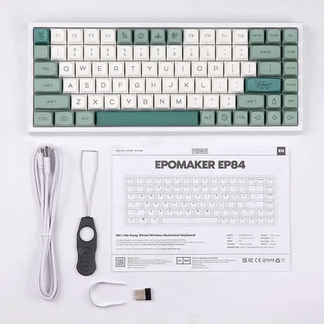Alt view image 7 of 7 - EPOMAKER EP84 Pro Upgraded 75% RGB Hot Swappable 2.4GHz/Bluetooth 5.0/USB-C Wired Mechanical Gaming Keyboard with Programmable Software, NKRO, Dye Sublimation PBT Keycaps for Mac/Win/Gamers(Flamingo)