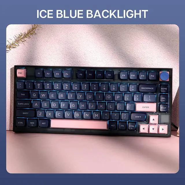 Alt view image 3 of 7 - EPOMAKER SKYLOONG GK75 Lite Gasket-Like Mount Wired Hot Swappable Programmable Keyboard with A Rotary Knob, Win/Mac Compatible(Iceberg Optical Yellow)