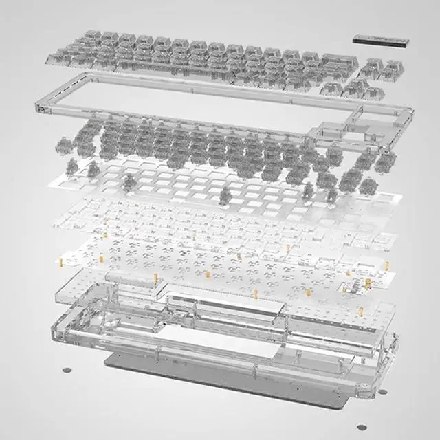 Alt view image 5 of 7 - KiiBoom Phantom 68 65% Hot Swappable Crystal Gasket-Mounted Mechanical Keyboard, BT5.0/2.4GHz/USB-C Wired Wireless NKRO Gaming Keyboard with South-Facing RGB, 4000mAh Battery for Win/Mac(Black)