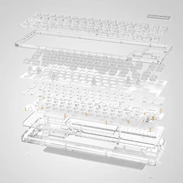 Alt view image 5 of 7 - KiiBoom Phantom 68 65% Hot Swappable Crystal Gasket-Mounted Mechanical Keyboard, BT5.0/2.4GHz/USB-C Wired Wireless NKRO Gaming Keyboard , 4000mAh Battery for Win/Mac (Transparent White)