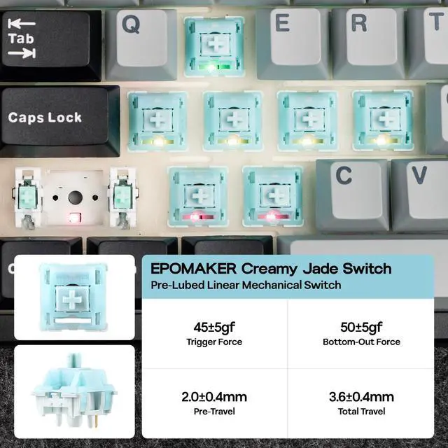 Alt view image 6 of 7 - EPOMAKER TH108 PRO Full Size Mechanical Keyboard with Screen & Knob, Wireless Gaming Keyboard with 10000mAh, Creamy Gasket, Hot Swap, Custom Driver, RGB Backlight (Black, Creamy Jade)