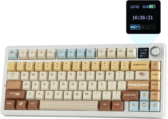 Main image of EPOMAKER X Aula F75 MAX Wireless Mechanical Keyboard with TFT Screen and Knob, Gasket Keyboard in 75% Layout, Hot Swappable Gaming Keyboard for PC/Mac/Linux (Caramel)