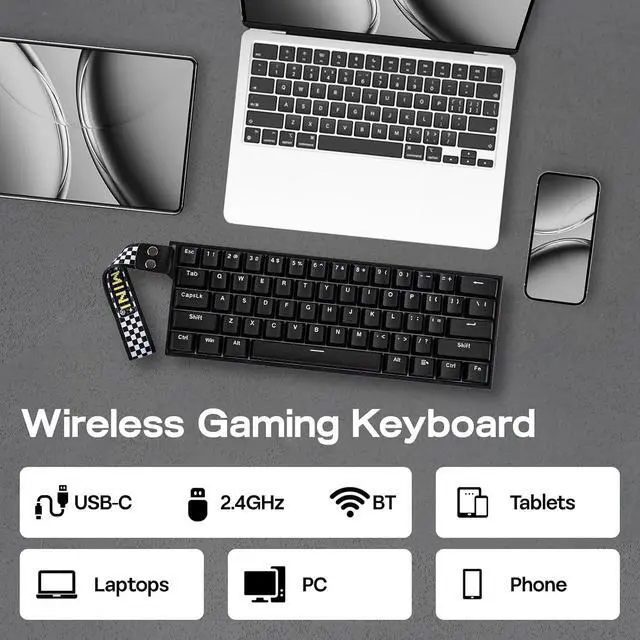 Alt view image 6 of 7 - EPOMAKER Aula MINI60 HE Hall Effect Gaming Keyboard,2.4GHz/BT, 8KHz Polling | SOCD & DKS, Adjustable Actuation & Fast Trigger, PBT Keycap, 60% Wireless Mechanical Keyboard for Win/Mac (Standard)