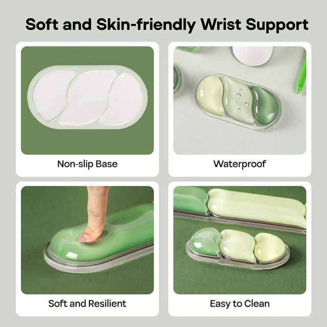 Alt view image 4 of 7 - EPOMAKER CloudGel Wrist Rest for Keyboard and Mouse, 2 Pieces Silicone Wrist Support, Anti-Slip Rubber Bottom, Ergonomic Design, Suitable for Office/Computer/Laptop/Gaming (Green)