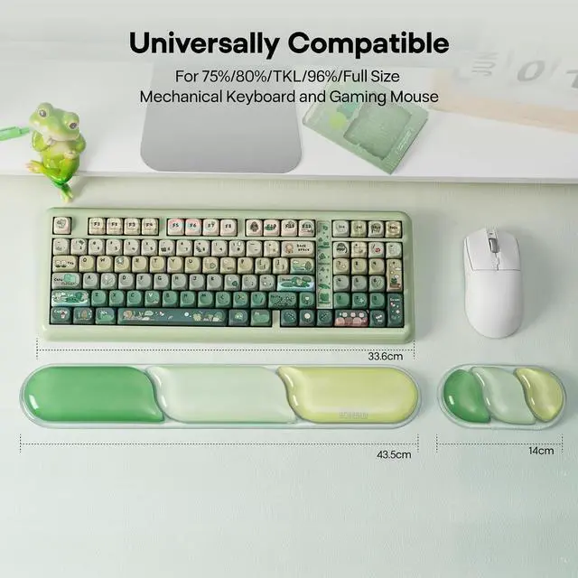 Alt view image 3 of 7 - EPOMAKER CloudGel Wrist Rest for Keyboard and Mouse, 2 Pieces Silicone Wrist Support, Anti-Slip Rubber Bottom, Ergonomic Design, Suitable for Office/Computer/Laptop/Gaming (Green)