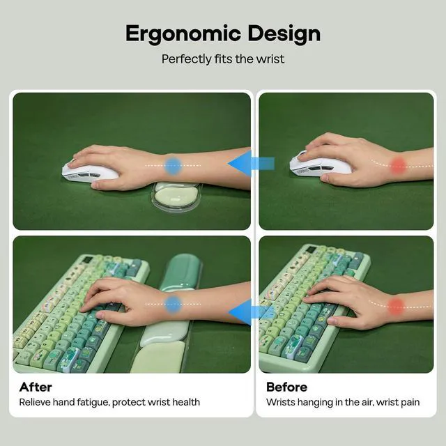 Alt view image 5 of 7 - EPOMAKER CloudGel Wrist Rest for Keyboard and Mouse, 2 Pieces Silicone Wrist Support, Anti-Slip Rubber Bottom, Ergonomic Design, Suitable for Office/Computer/Laptop/Gaming (Green)