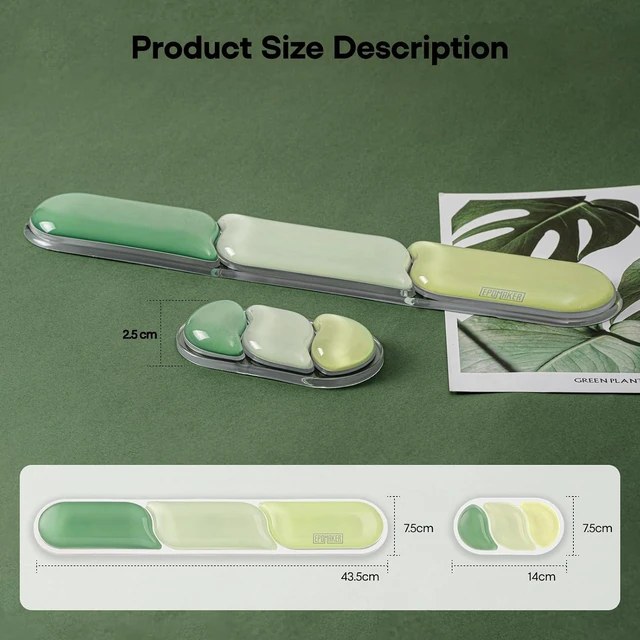 Alt view image 7 of 7 - EPOMAKER CloudGel Wrist Rest for Keyboard and Mouse, 2 Pieces Silicone Wrist Support, Anti-Slip Rubber Bottom, Ergonomic Design, Suitable for Office/Computer/Laptop/Gaming (Green)