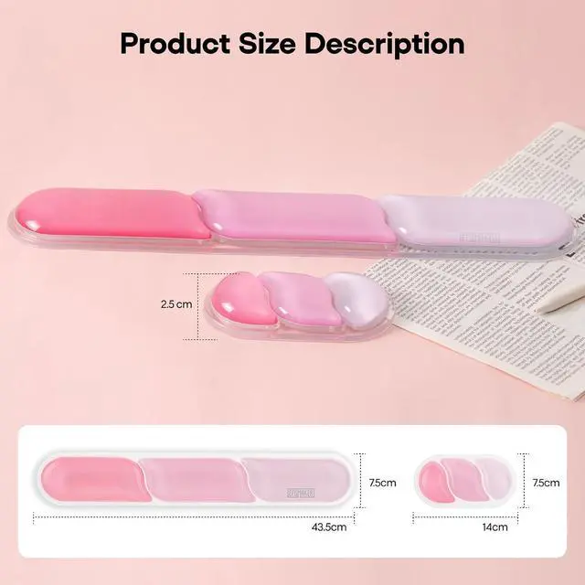 Alt view image 7 of 7 - EPOMAKER CloudGel Wrist Rest for Keyboard and Mouse, 2 Pieces Silicone Wrist Support, Anti-Slip Rubber Bottom, Ergonomic Design, Suitable for Office/Computer/Laptop/Gaming (Pink)