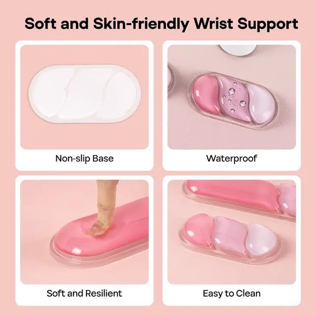 Alt view image 4 of 7 - EPOMAKER CloudGel Wrist Rest for Keyboard and Mouse, 2 Pieces Silicone Wrist Support, Anti-Slip Rubber Bottom, Ergonomic Design, Suitable for Office/Computer/Laptop/Gaming (Pink)