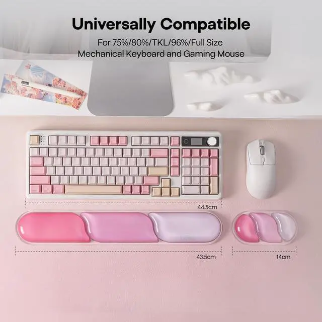 Alt view image 3 of 7 - EPOMAKER CloudGel Wrist Rest for Keyboard and Mouse, 2 Pieces Silicone Wrist Support, Anti-Slip Rubber Bottom, Ergonomic Design, Suitable for Office/Computer/Laptop/Gaming (Pink)