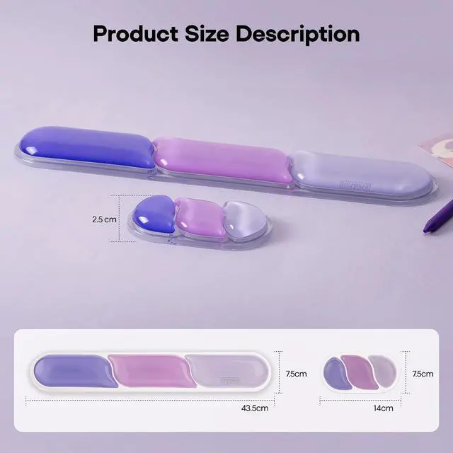 Alt view image 7 of 7 - EPOMAKER CloudGel Wrist Rest for Keyboard and Mouse, 2 Pieces Silicone Wrist Support, Anti-Slip Rubber Bottom, Ergonomic Design, Suitable for Office/Computer/Laptop/Gaming (Purple)