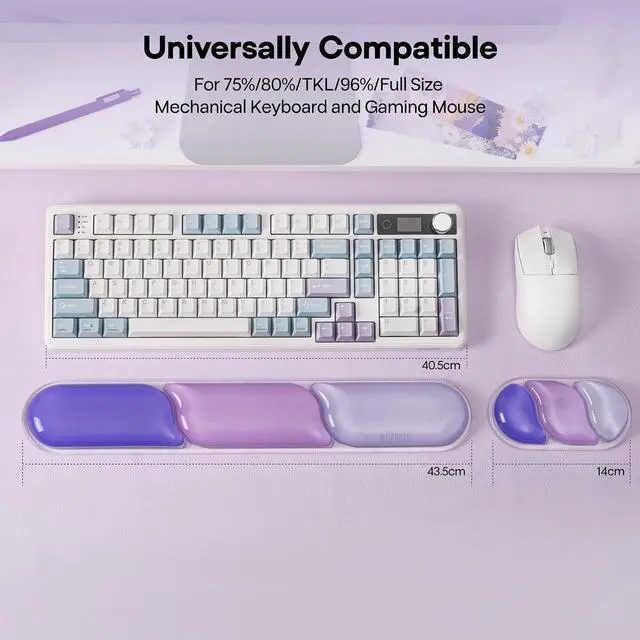 Alt view image 3 of 7 - EPOMAKER CloudGel Wrist Rest for Keyboard and Mouse, 2 Pieces Silicone Wrist Support, Anti-Slip Rubber Bottom, Ergonomic Design, Suitable for Office/Computer/Laptop/Gaming (Purple)
