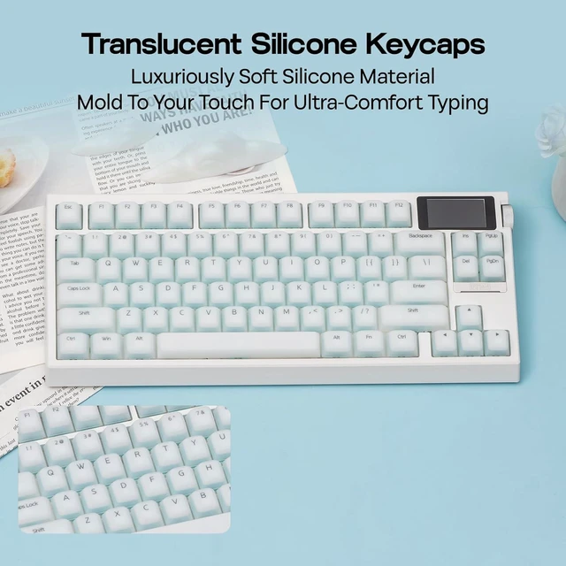 Alt view image 5 of 7 - EPOMAKER AegisSil Keycap Set, Silicone Material, Cherry Profile, 113 Keys, 65%/75%/Full Size, Custom Keyboard Keycaps Set for Cherry MX, Kailh, Outemu, Gateron Mechanical Gaming Keyboard (White)