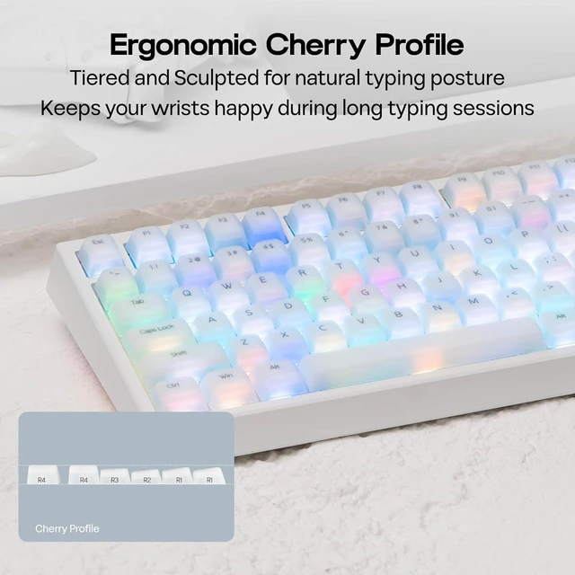 Alt view image 7 of 7 - EPOMAKER AegisSil Keycap Set, Silicone Material, Cherry Profile, 113 Keys, 65%/75%/Full Size, Custom Keyboard Keycaps Set for Cherry MX, Kailh, Outemu, Gateron Mechanical Gaming Keyboard (White)