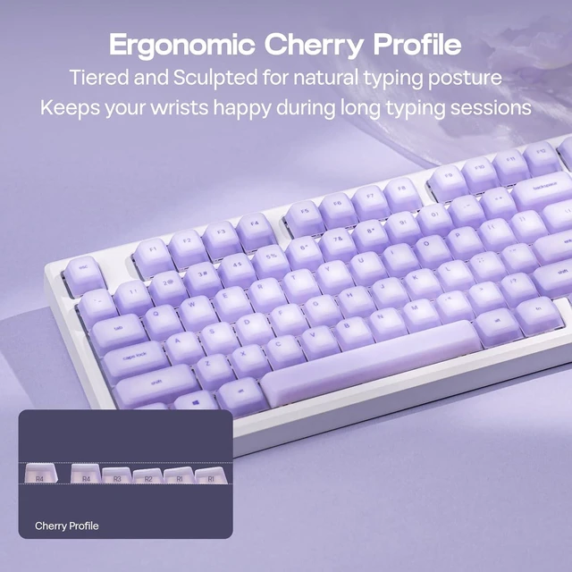 Alt view image 6 of 7 - EPOMAKER AegisSil Keycap Set, Silicone Material, Cherry Profile, 113 Keys, 65%/75%/Full Size, Custom Keyboard Keycaps Set for Cherry MX, Kailh, Outemu, Gateron Mechanical Gaming Keyboard (Purple)