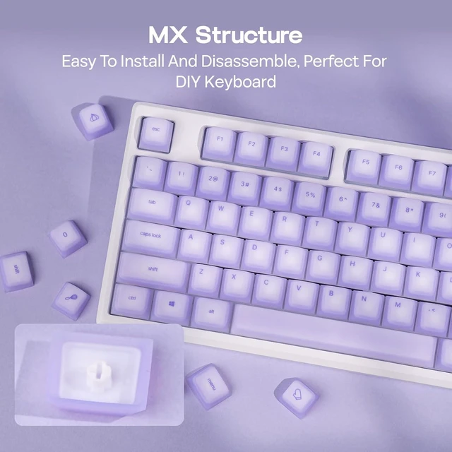 Alt view image 7 of 7 - EPOMAKER AegisSil Keycap Set, Silicone Material, Cherry Profile, 113 Keys, 65%/75%/Full Size, Custom Keyboard Keycaps Set for Cherry MX, Kailh, Outemu, Gateron Mechanical Gaming Keyboard (Purple)