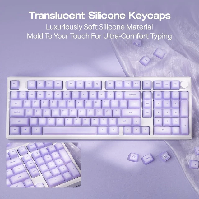 Alt view image 5 of 7 - EPOMAKER AegisSil Keycap Set, Silicone Material, Cherry Profile, 113 Keys, 65%/75%/Full Size, Custom Keyboard Keycaps Set for Cherry MX, Kailh, Outemu, Gateron Mechanical Gaming Keyboard (Purple)