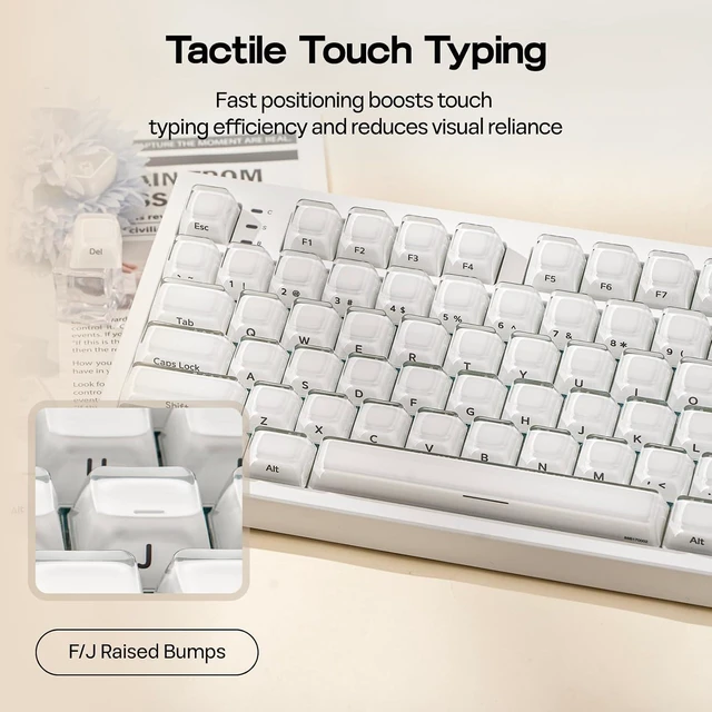 Alt view image 6 of 7 - EPOMAKER Lusterfly Jelly Keycaps Set - 123 Keys Double-Shot Laser Engraved MDA Profile, ABS+PC, Non-Shine-Through, MX-Compatible for 61/68/84/87/98/100/104-Key Mechanical Keyboard (White)