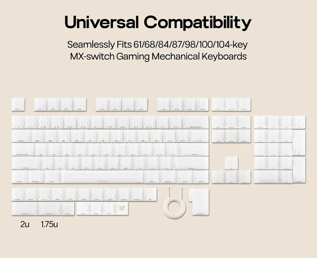Alt view image 7 of 7 - EPOMAKER Lusterfly Jelly Keycaps Set - 123 Keys Double-Shot Laser Engraved MDA Profile, ABS+PC, Non-Shine-Through, MX-Compatible for 61/68/84/87/98/100/104-Key Mechanical Keyboard (White)