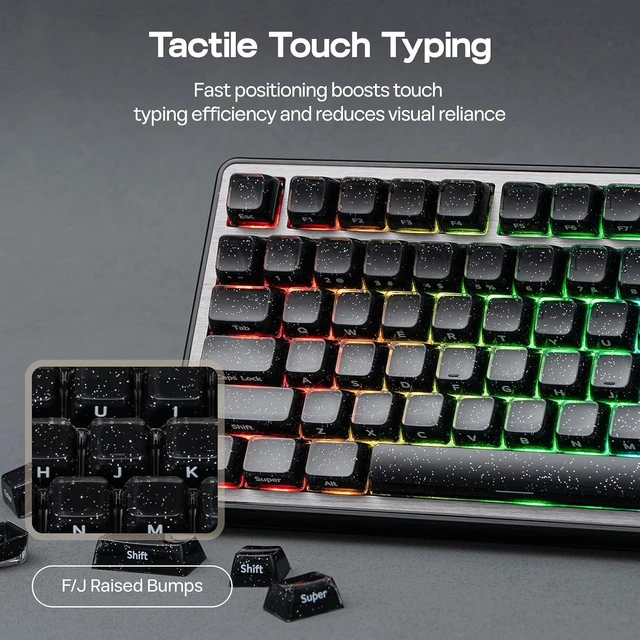 Alt view image 6 of 7 - EPOMAKER Lusterfly Jelly Keycaps Set - 123 Keys Double-Shot Laser Engraved MDA Profile, ABS+PC, Non-Shine-Through, MX-Compatible for 61/68/84/87/98/100/104-Key Mechanical Keyboard (Black)
