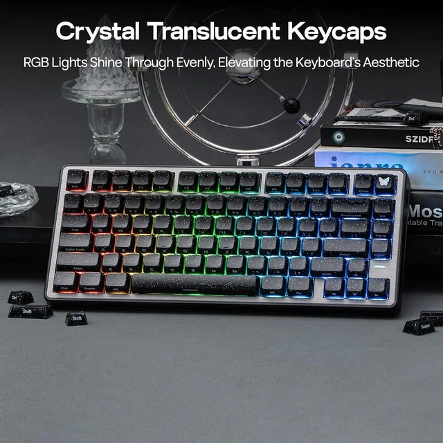 Alt view image 4 of 7 - EPOMAKER Lusterfly Jelly Keycaps Set - 123 Keys Double-Shot Laser Engraved MDA Profile, ABS+PC, Non-Shine-Through, MX-Compatible for 61/68/84/87/98/100/104-Key Mechanical Keyboard (Black)