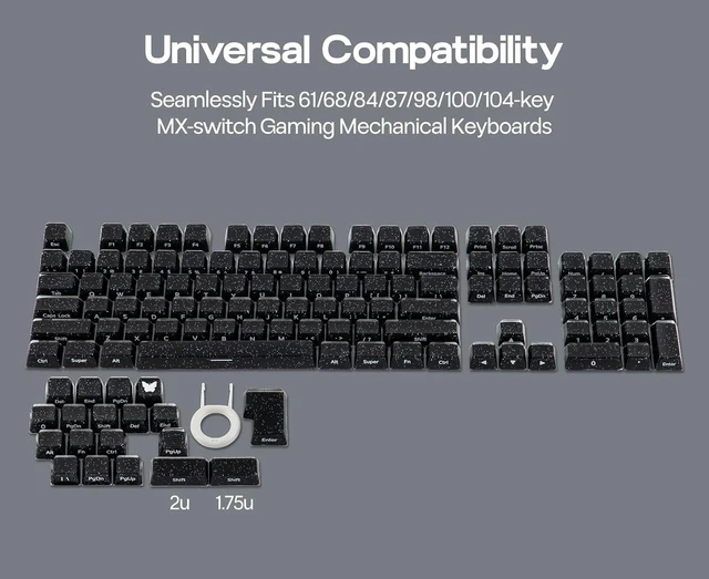 Alt view image 7 of 7 - EPOMAKER Lusterfly Jelly Keycaps Set - 123 Keys Double-Shot Laser Engraved MDA Profile, ABS+PC, Non-Shine-Through, MX-Compatible for 61/68/84/87/98/100/104-Key Mechanical Keyboard (Black)