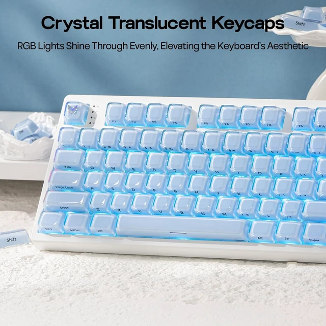 Alt view image 4 of 7 - EPOMAKER Lusterfly Jelly Keycaps Set - 123 Keys Double-Shot Laser Engraved MDA Profile, ABS+PC, Non-Shine-Through, MX-Compatible for 61/68/84/87/98/100/104-Key Mechanical Keyboard (Blue)