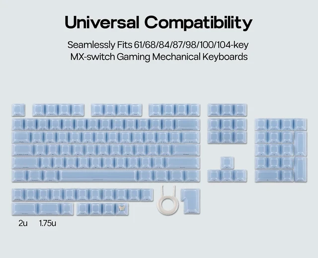 Alt view image 7 of 7 - EPOMAKER Lusterfly Jelly Keycaps Set - 123 Keys Double-Shot Laser Engraved MDA Profile, ABS+PC, Non-Shine-Through, MX-Compatible for 61/68/84/87/98/100/104-Key Mechanical Keyboard (Blue)