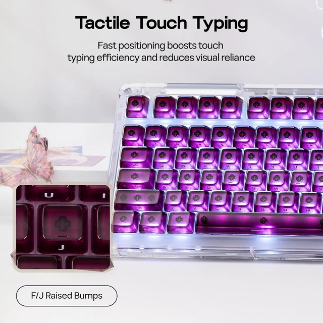 Alt view image 6 of 7 - EPOMAKER Lusterfly Jelly Keycaps Set - 123 Keys Double-Shot Laser Engraved MDA Profile, ABS+PC, Non-Shine-Through, MX-Compatible for 61/68/84/87/98/100/104-Key Mechanical Keyboard (Red)