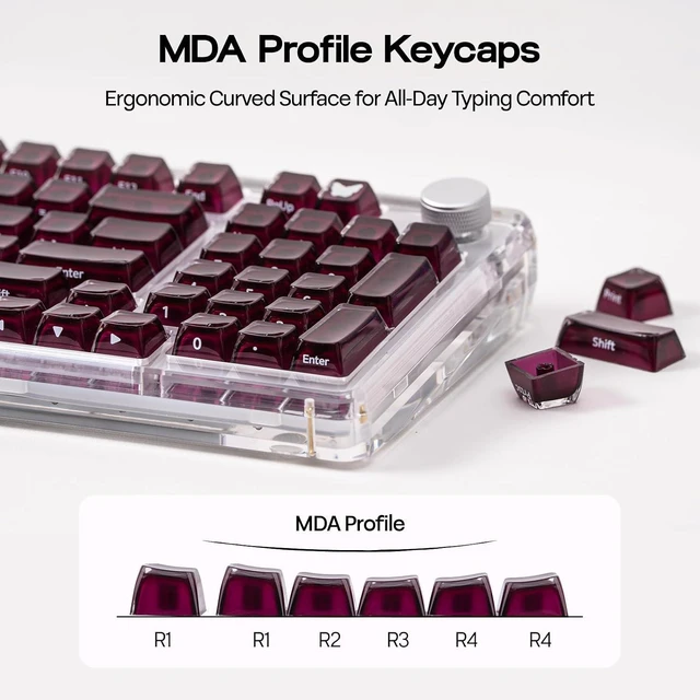 Alt view image 5 of 7 - EPOMAKER Lusterfly Jelly Keycaps Set - 123 Keys Double-Shot Laser Engraved MDA Profile, ABS+PC, Non-Shine-Through, MX-Compatible for 61/68/84/87/98/100/104-Key Mechanical Keyboard (Red)