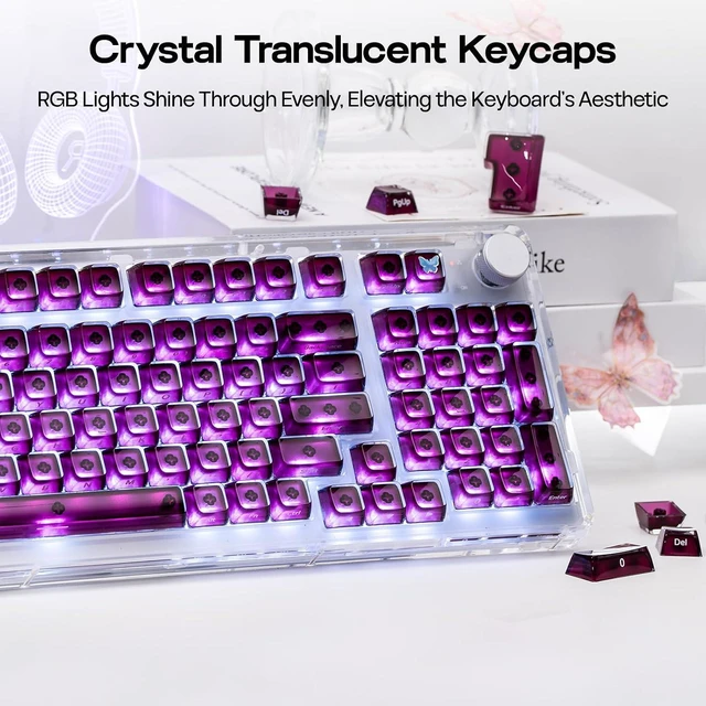Alt view image 4 of 7 - EPOMAKER Lusterfly Jelly Keycaps Set - 123 Keys Double-Shot Laser Engraved MDA Profile, ABS+PC, Non-Shine-Through, MX-Compatible for 61/68/84/87/98/100/104-Key Mechanical Keyboard (Red)