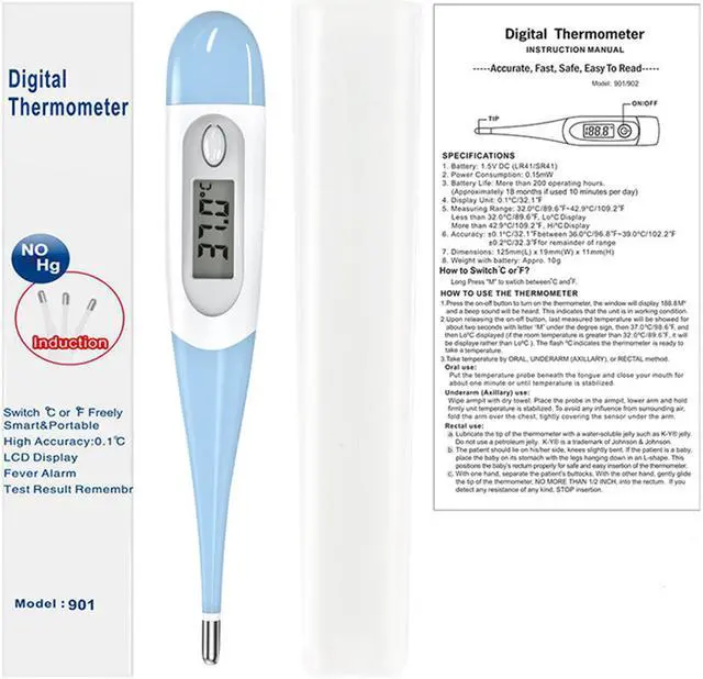 Alt view image 6 of 7 - Fahrenheit Celsius switch Digital LCD Thermometer Soft Type Electronic Baby Adult Mouth Home Fever Measure