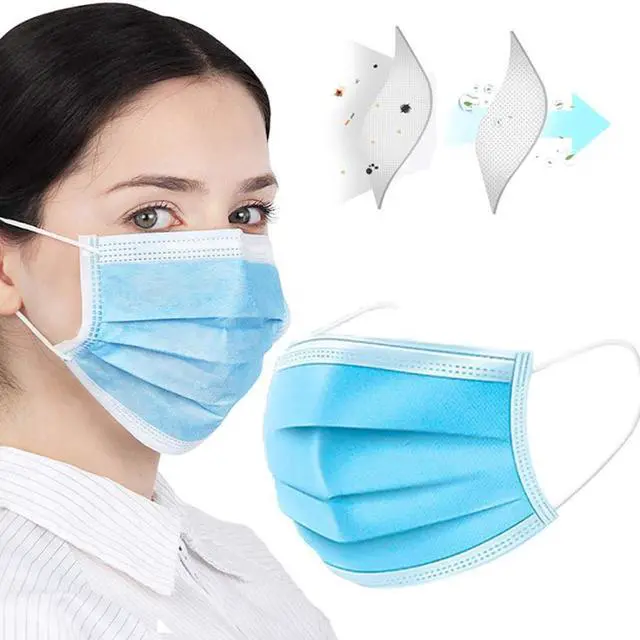 Alt view image 2 of 6 - 50pcs Disposable face masks 3 layers Antiviral antibacterial face mask protection Adult child protective nose and mouth masks