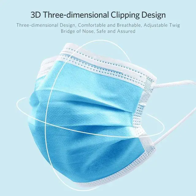 Alt view image 7 of 7 - Disposable Face Masks 3 layers Antiviral Antibacterial Face Mask Protection Adult Child Protective Nose and Mouth Medical Masks - 50 Pcs