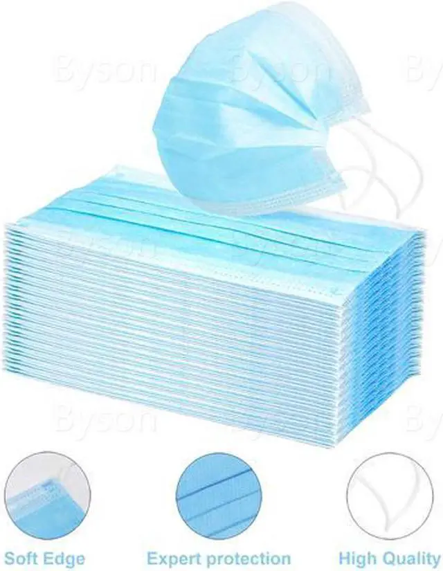 Alt view image 5 of 7 - 100pcs Disposable Face Masks 3 layers Antibacterial Antiviral Face Mask Protection Adult Child Protective Nose and Mouth Masks