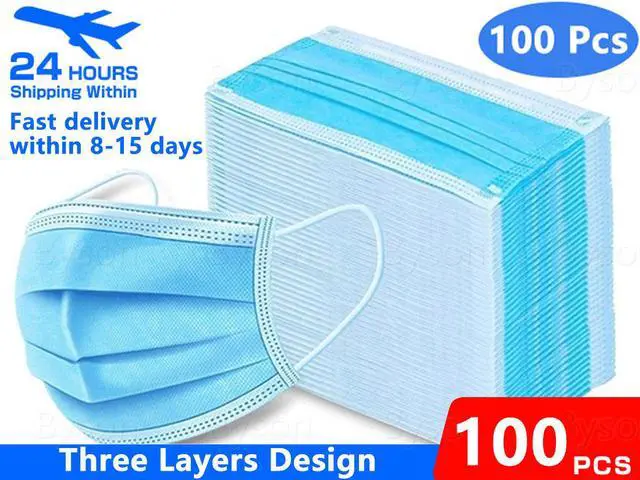 Main image of 100pcs 3 layers Disposable Face Masks Antiviral Antibacterial Face Mask Protection Adult Protective Nose and Mouth Masks