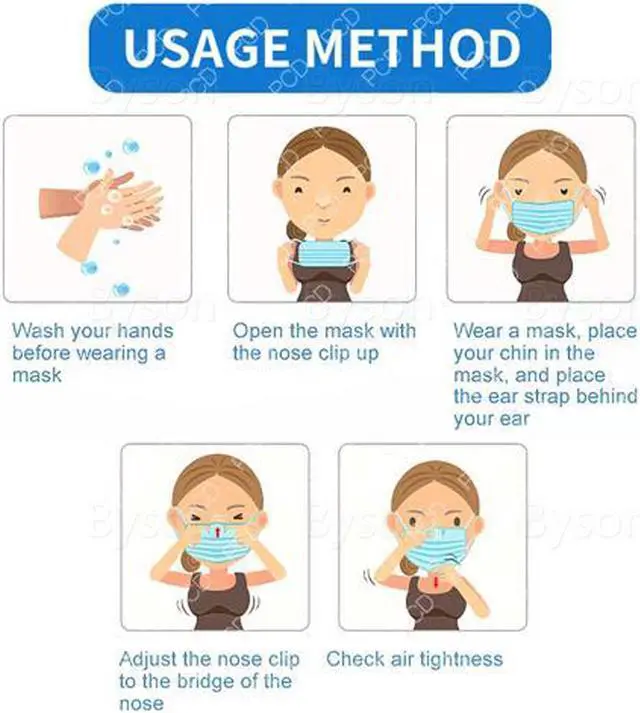Alt view image 6 of 7 - 100pcs Disposable Face Masks 3 layers Antibacterial Antiviral Face Mask Protection Adult Child Protective Nose and Mouth Masks