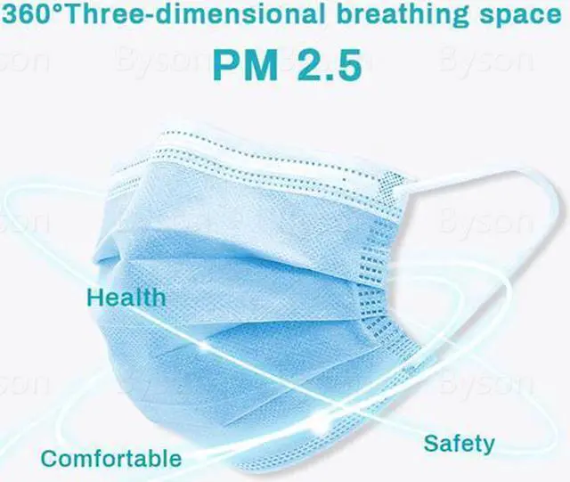 Alt view image 7 of 7 - 100pcs Disposable Face Masks 3 layers Antibacterial Antiviral Face Mask Protection Adult Child Protective Nose and Mouth Masks